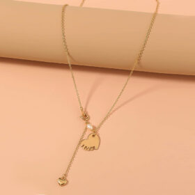 European and American cross-border jewelry ins style niche design spring clasp love clavicle chain love pearl pendant necklace